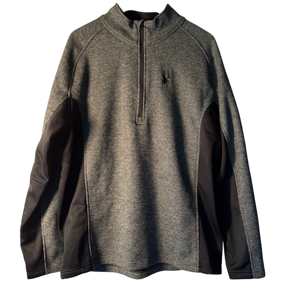 Spyder Mens XXL Gray Quarter Zip Pullover Sweater Fleece Knit Outdoor Top